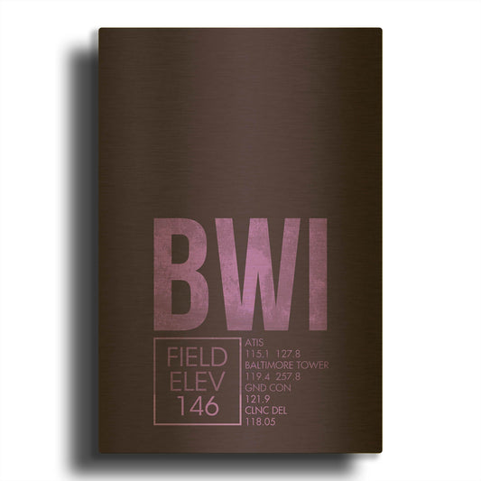 'BWI ATC' By O8 Left Gold Metal Wall Art