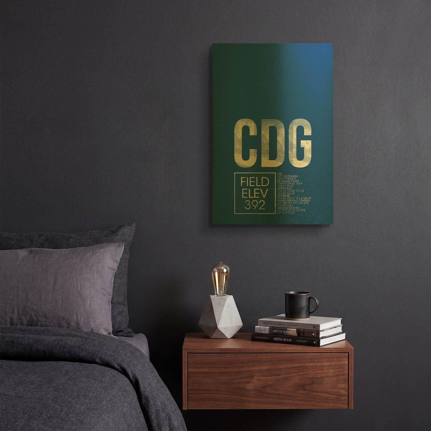 'CDG ATC' By O8 Left Gold Metal Wall Art
