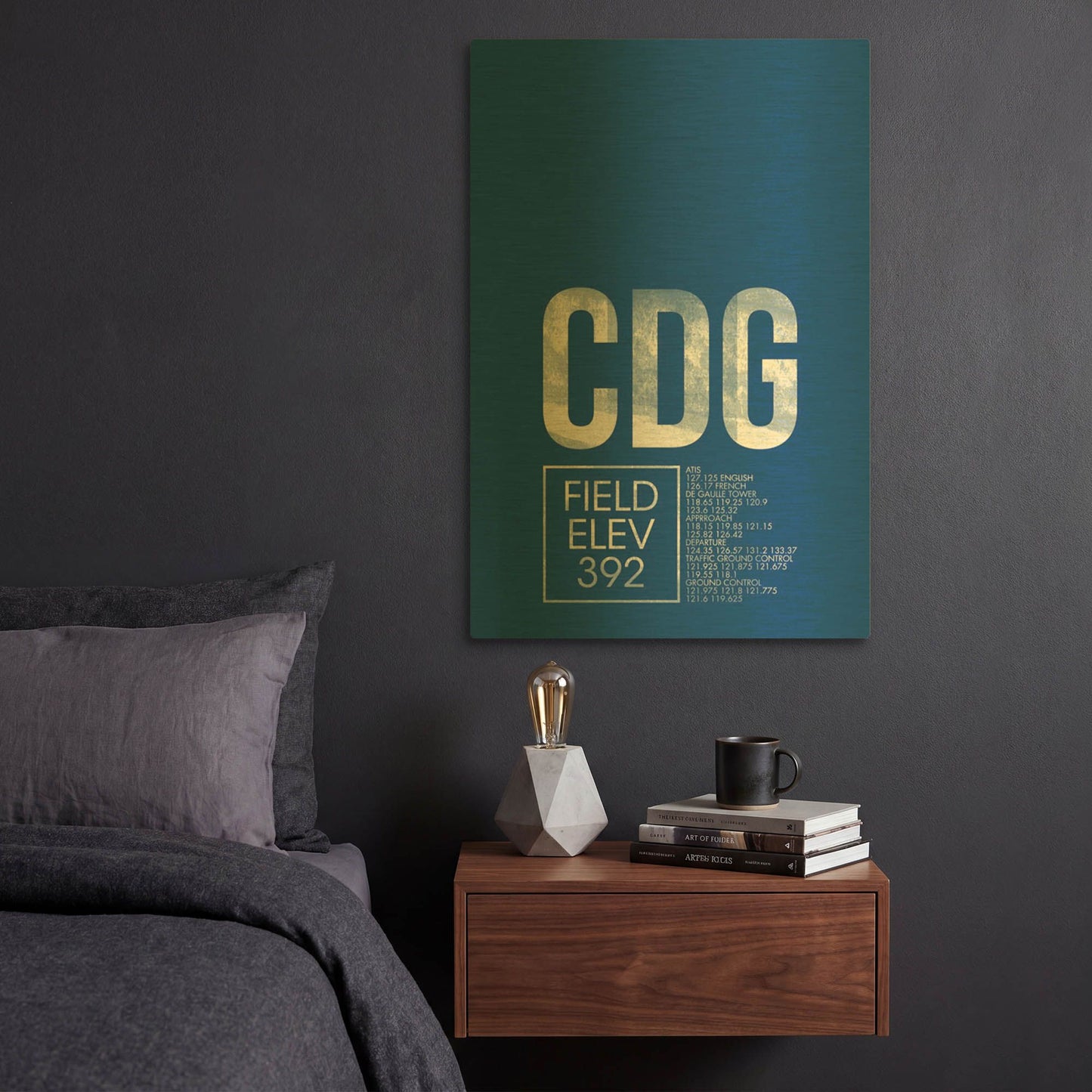 'CDG ATC' By O8 Left Gold Metal Wall Art