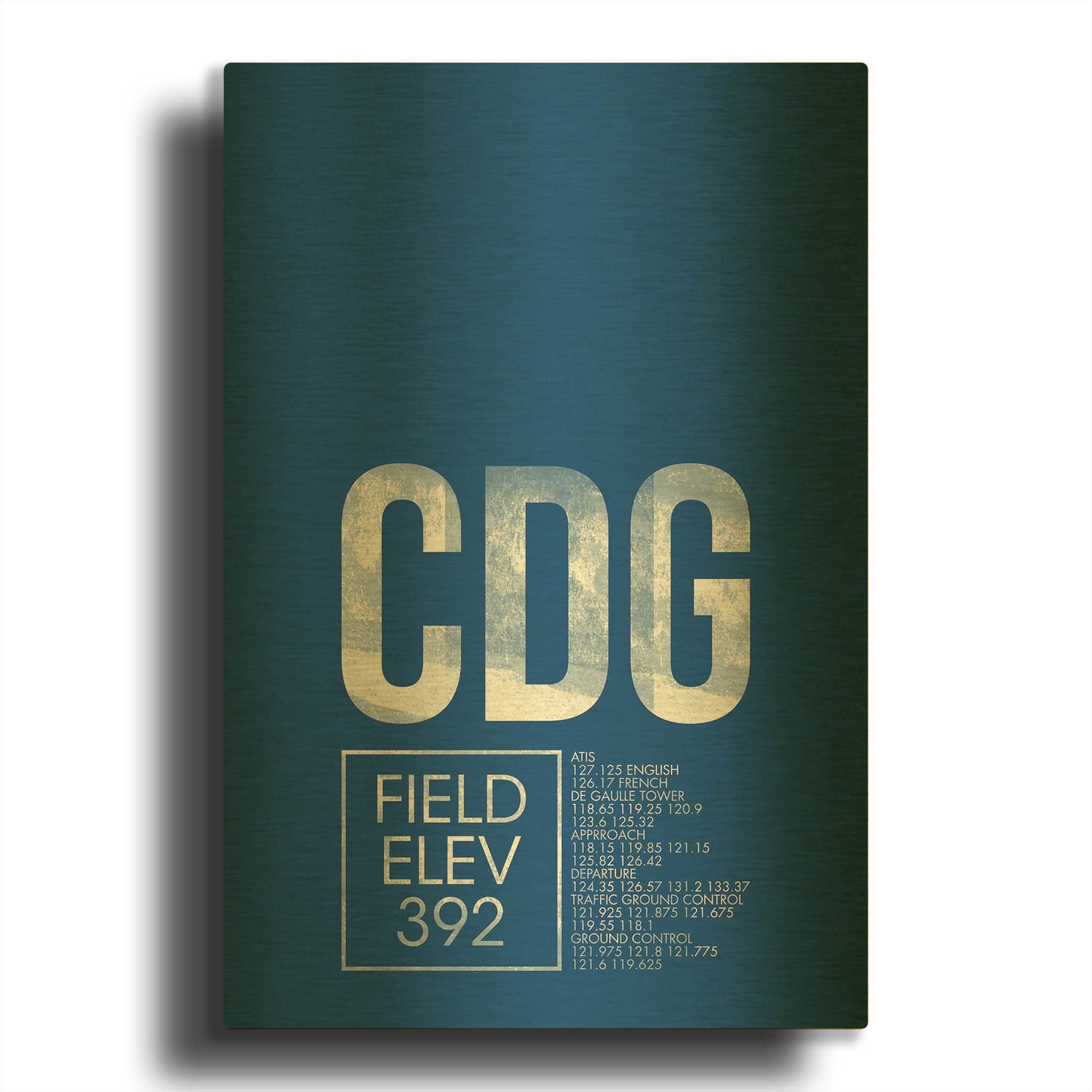 'CDG ATC' By O8 Left Gold Metal Wall Art
