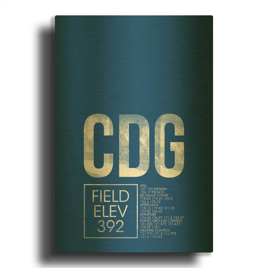'CDG ATC' By O8 Left Gold Metal Wall Art