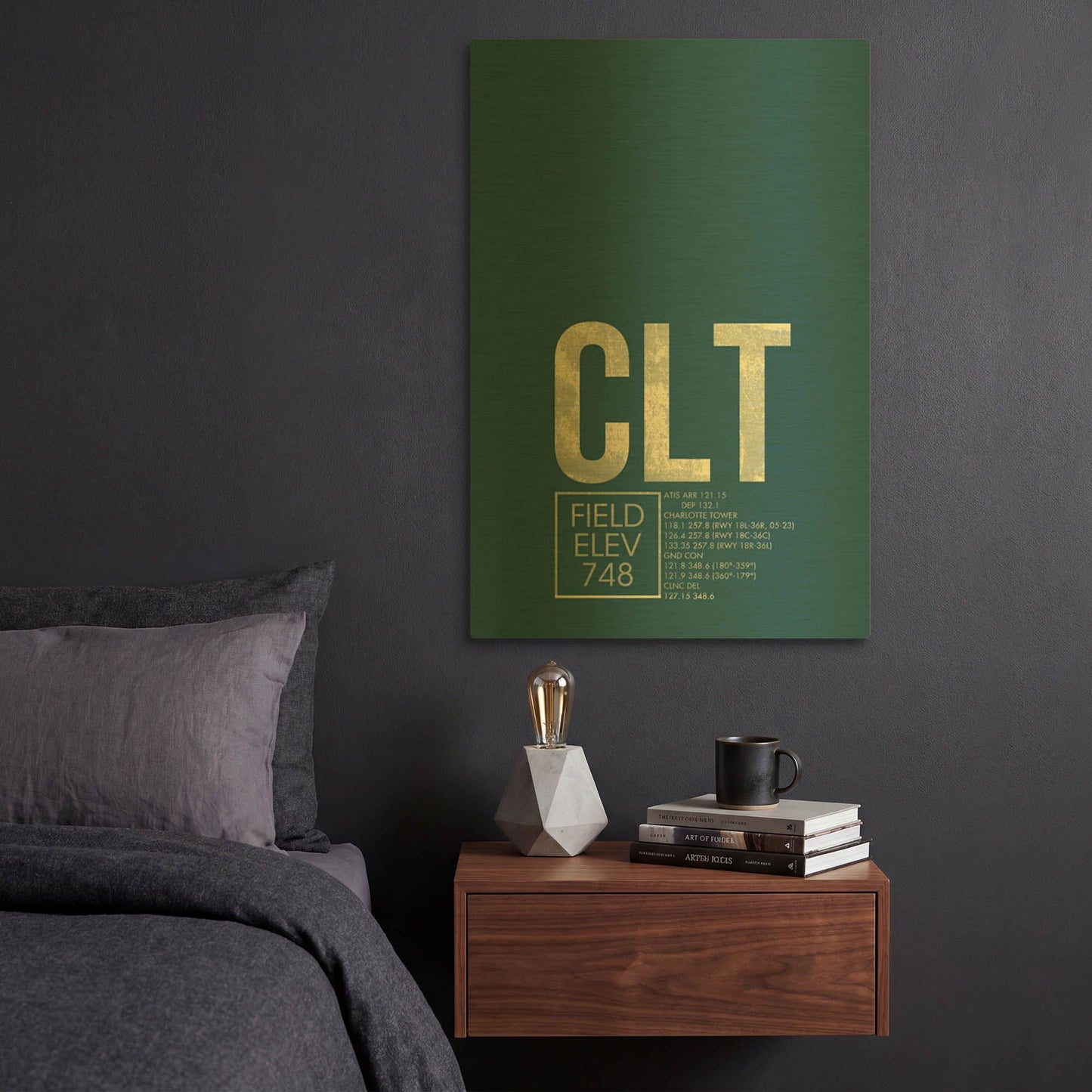 'CLT ATC' By O8 Left Gold Metal Wall Art