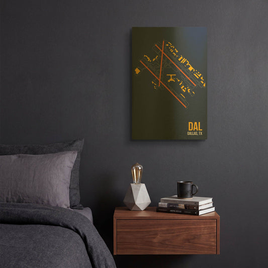 'DAL Airport Layout' By O8 Left Gold Metal Wall Art