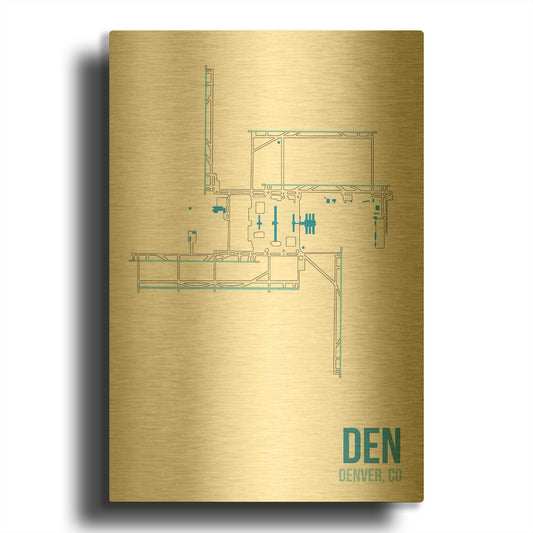'DEN Airport Layout' By O8 Left Gold Metal Wall Art