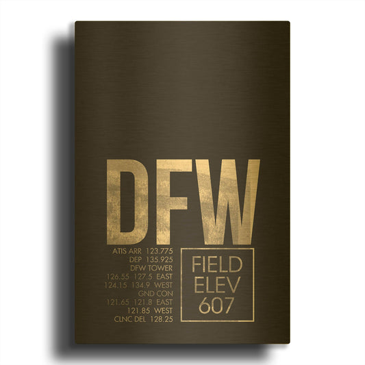 'DFW ATC' By O8 Left Gold Metal Wall Art