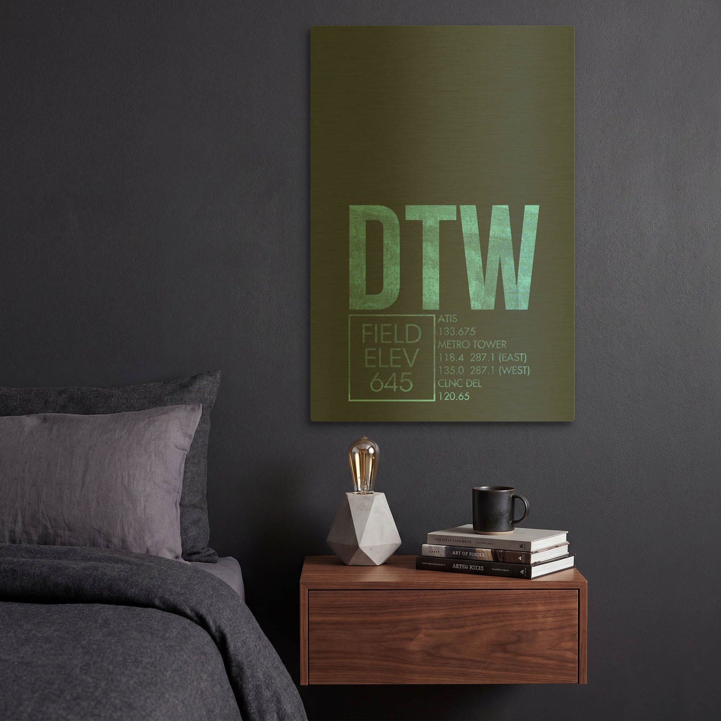'DTW ATC' By O8 Left Gold Metal Wall Art