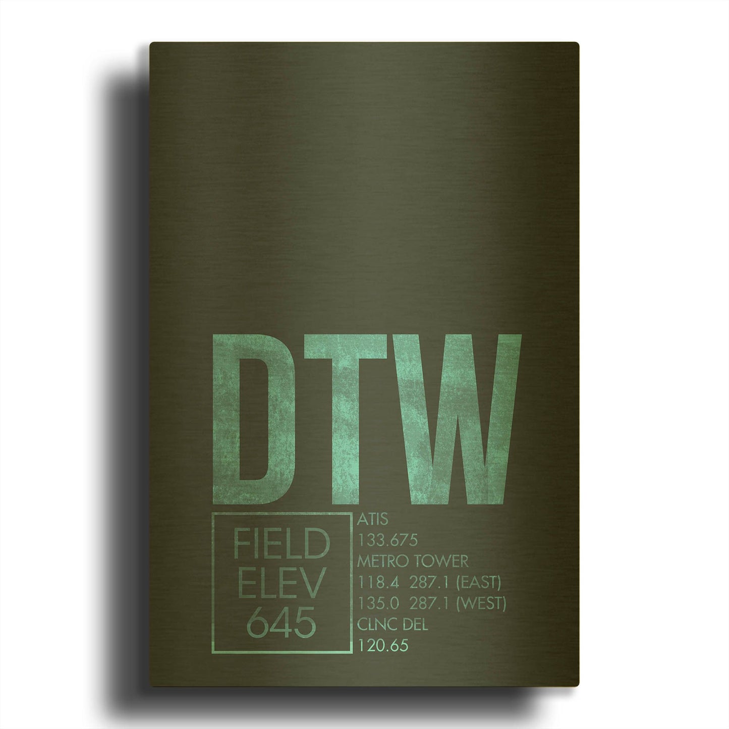'DTW ATC' By O8 Left Gold Metal Wall Art