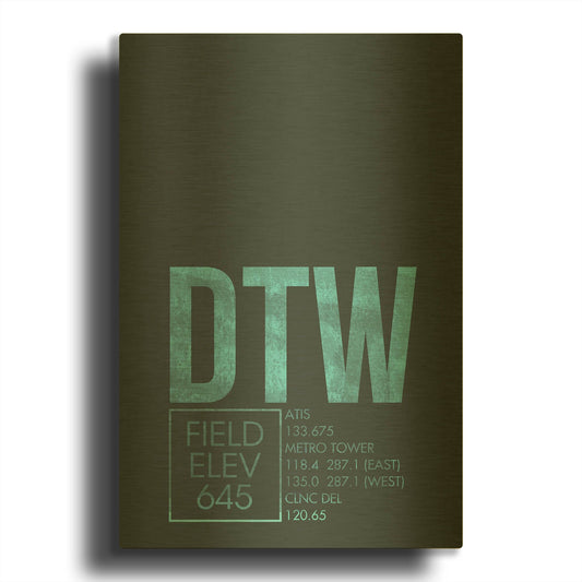 'DTW ATC' By O8 Left Gold Metal Wall Art