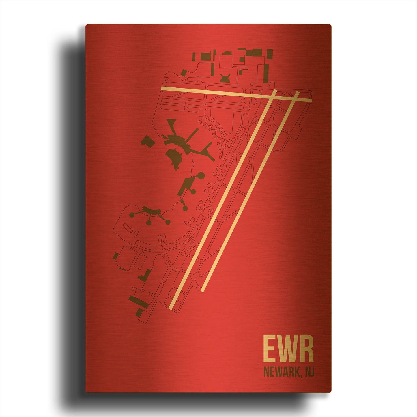 'EWR Airport Layout' By O8 Left Gold Metal Wall Art