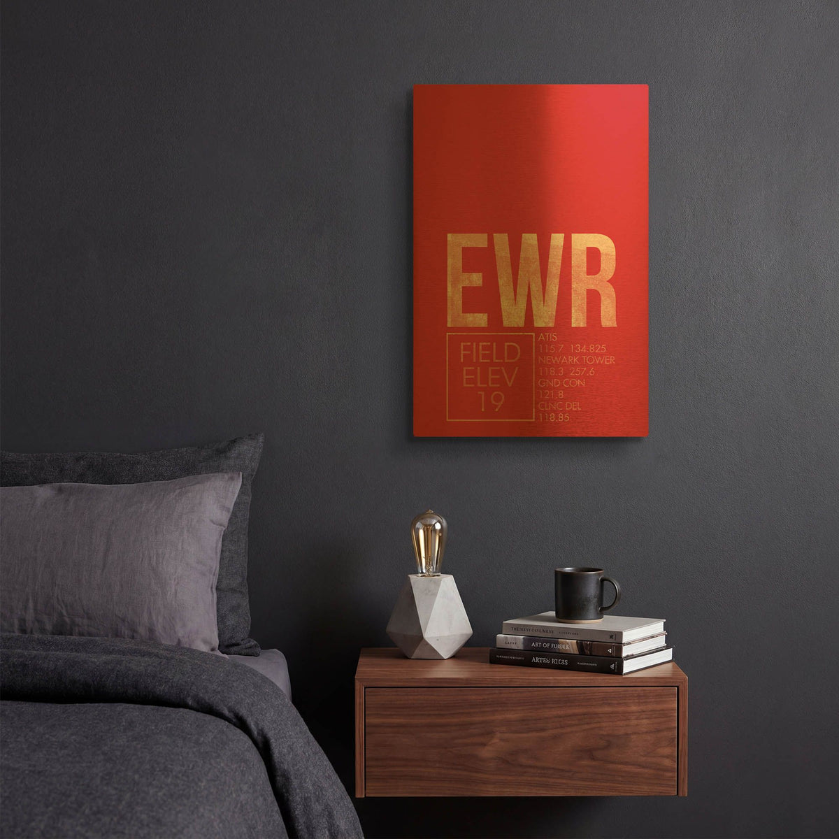 'EWR ATC' By O8 Left Gold Metal Wall Art