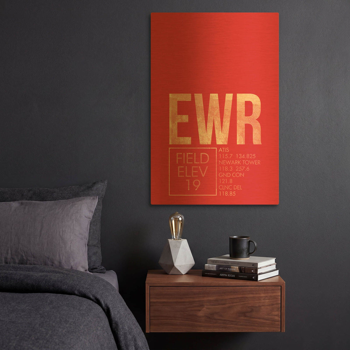 'EWR ATC' By O8 Left Gold Metal Wall Art