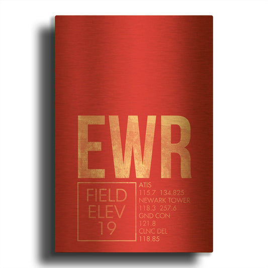 'EWR ATC' By O8 Left Gold Metal Wall Art