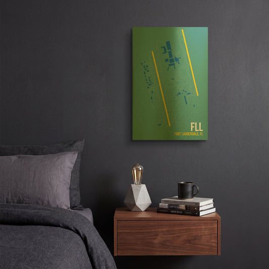 'FLL Airport Layout' By O8 Left Gold Metal Wall Art