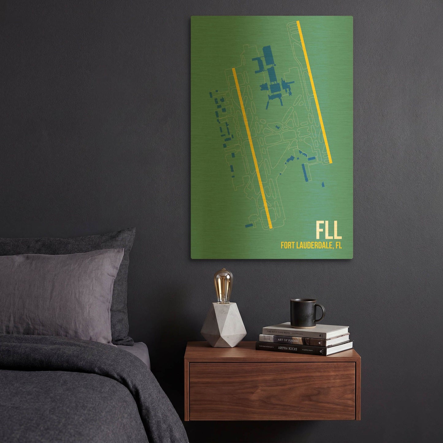 'FLL Airport Layout' By O8 Left Gold Metal Wall Art