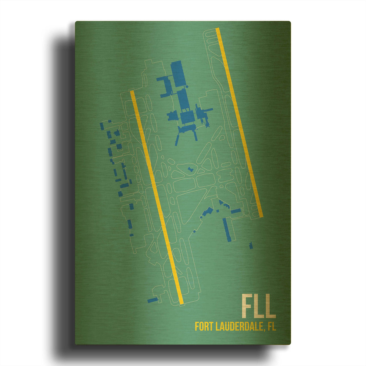 'FLL Airport Layout' By O8 Left Gold Metal Wall Art