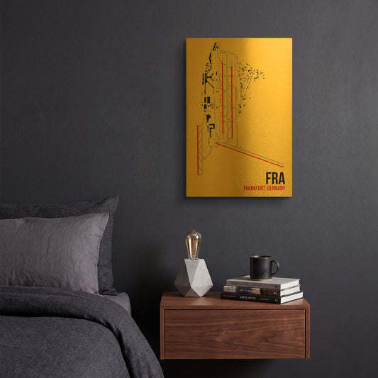 'FRA Airport Layout' By O8 Left Gold Metal Wall Art