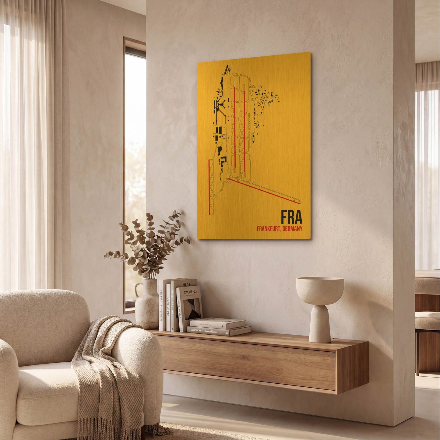 'FRA Airport Layout' By O8 Left Gold Metal Wall Art