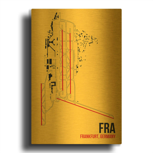 'FRA Airport Layout' By O8 Left Gold Metal Wall Art
