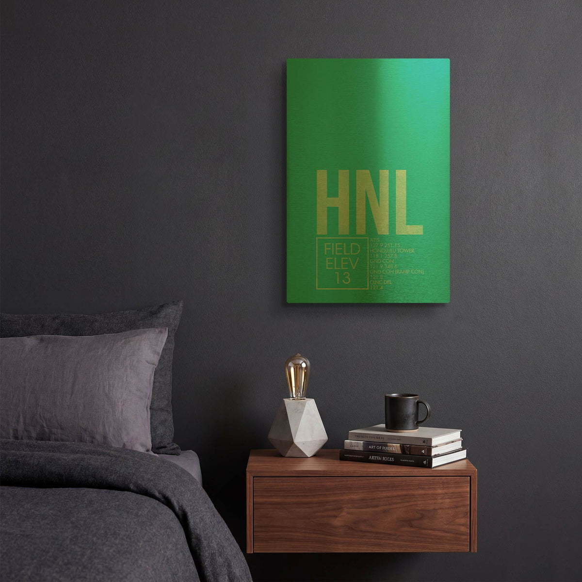 'HNL ATC' By O8 Left Gold Metal Wall Art