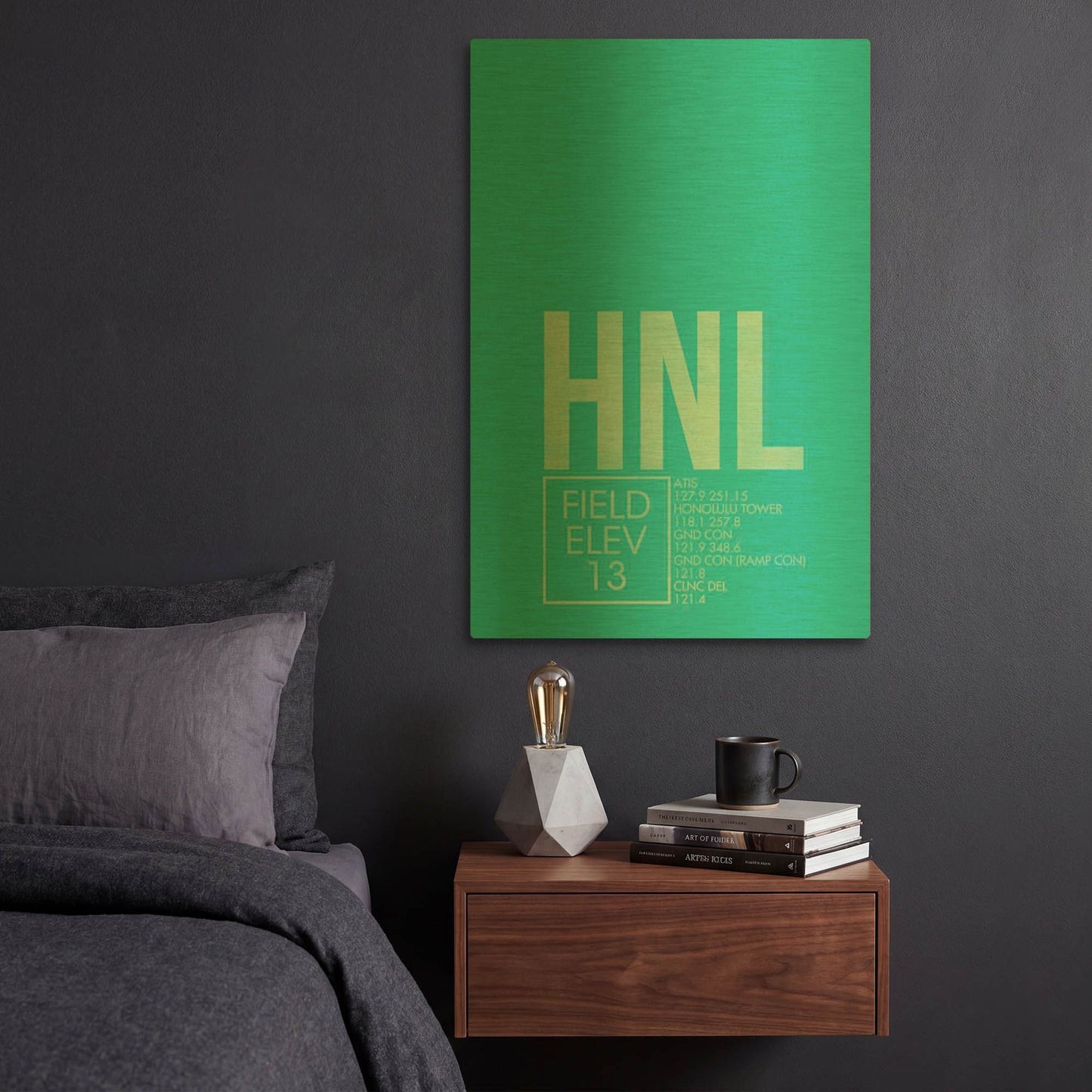 'HNL ATC' By O8 Left Gold Metal Wall Art