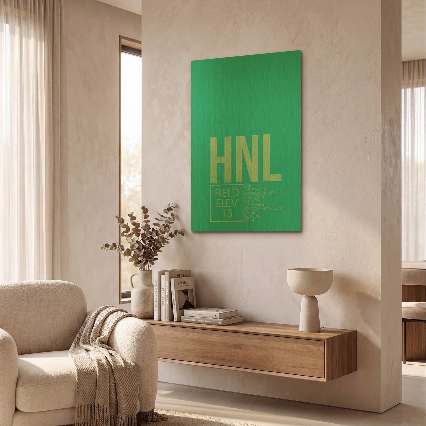 'HNL ATC' By O8 Left Gold Metal Wall Art