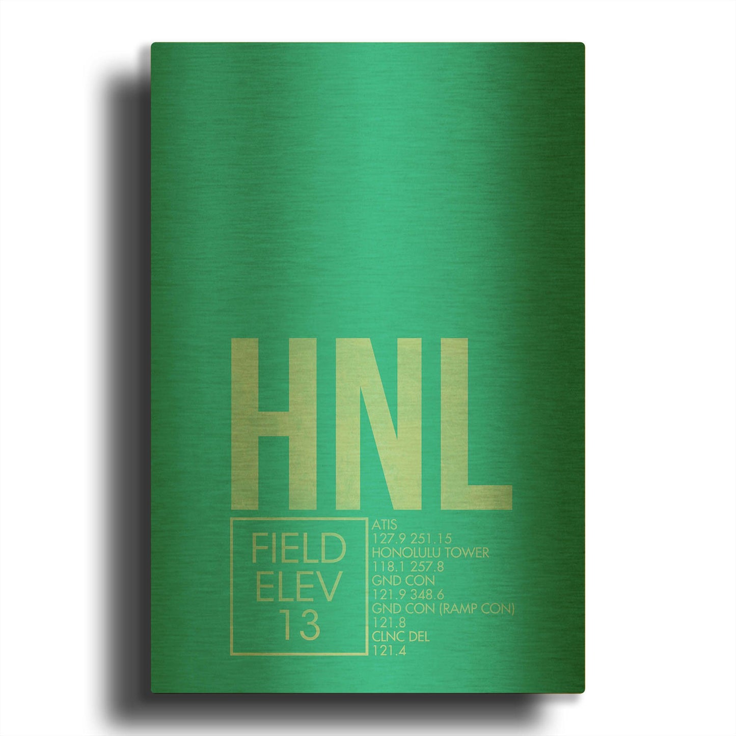 'HNL ATC' By O8 Left Gold Metal Wall Art