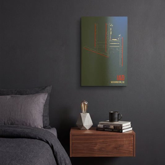 'IAD Airport Layout' By O8 Left Gold Metal Wall Art
