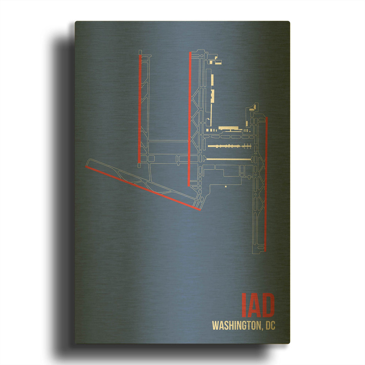 'IAD Airport Layout' By O8 Left Gold Metal Wall Art