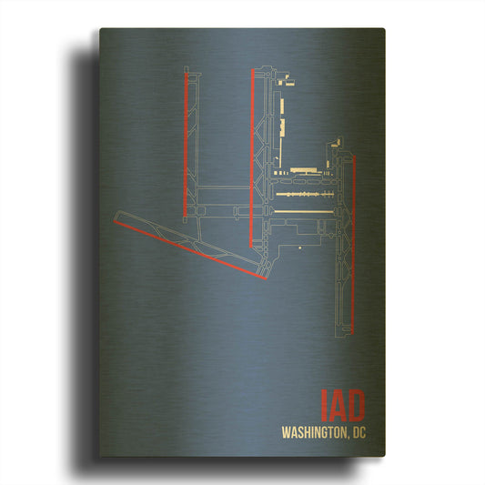 'IAD Airport Layout' By O8 Left Gold Metal Wall Art