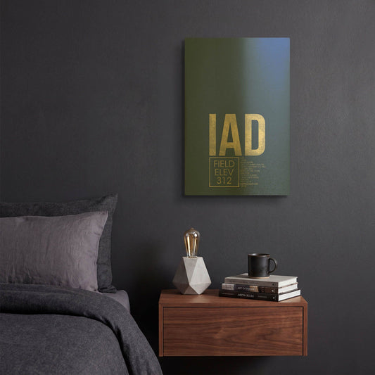 'IAD ATC' By O8 Left Gold Metal Wall Art