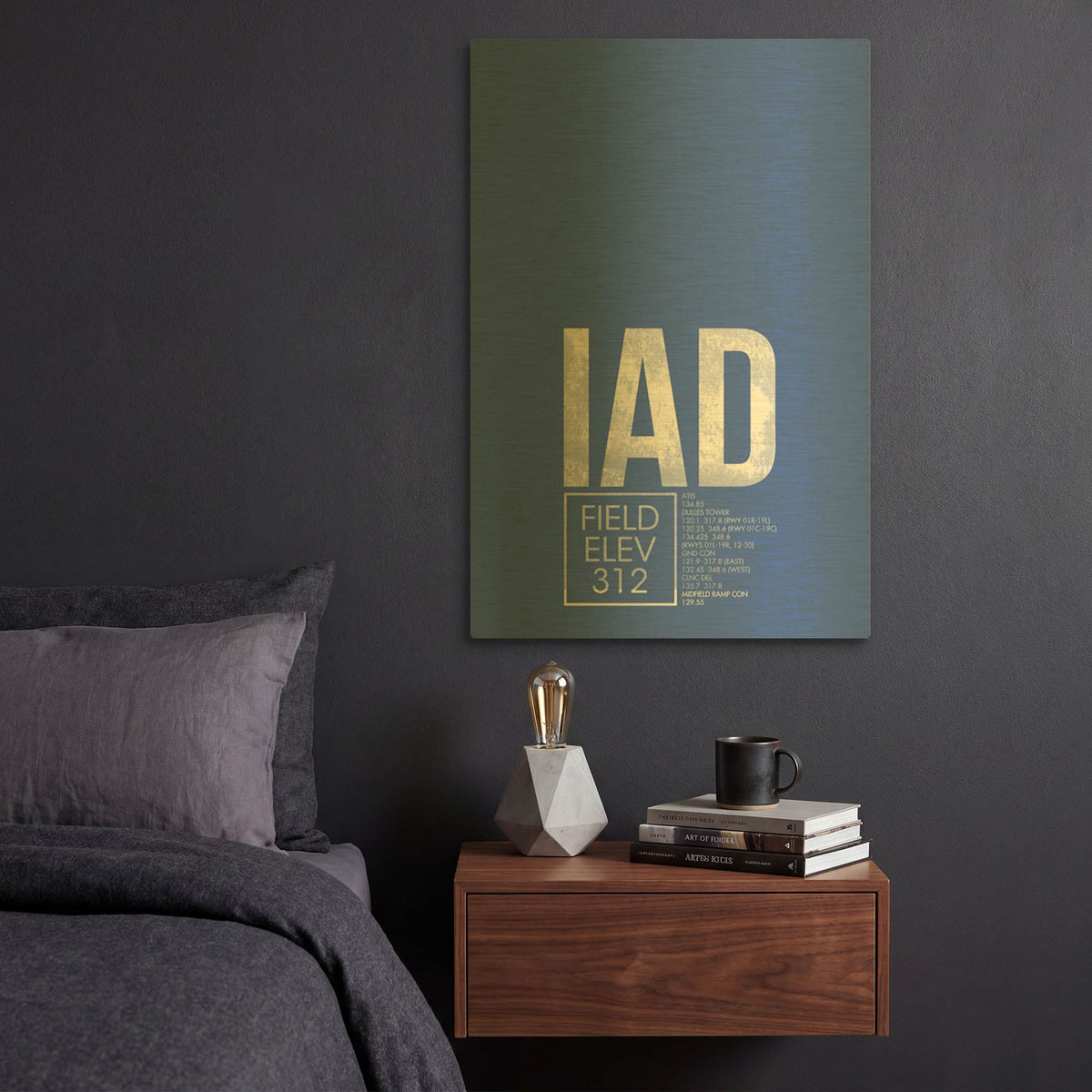 'IAD ATC' By O8 Left Gold Metal Wall Art