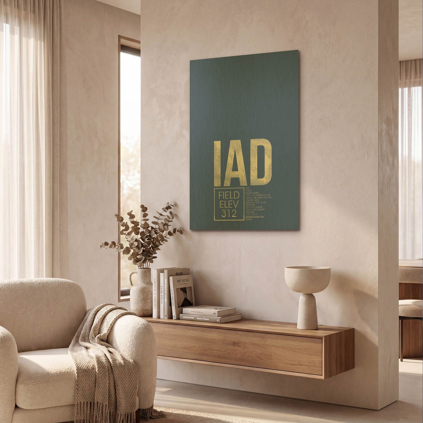 'IAD ATC' By O8 Left Gold Metal Wall Art