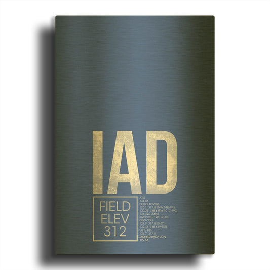 'IAD ATC' By O8 Left Gold Metal Wall Art