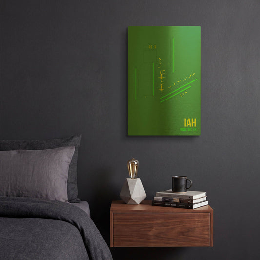 'IAH Airport Layout' By O8 Left Gold Metal Wall Art