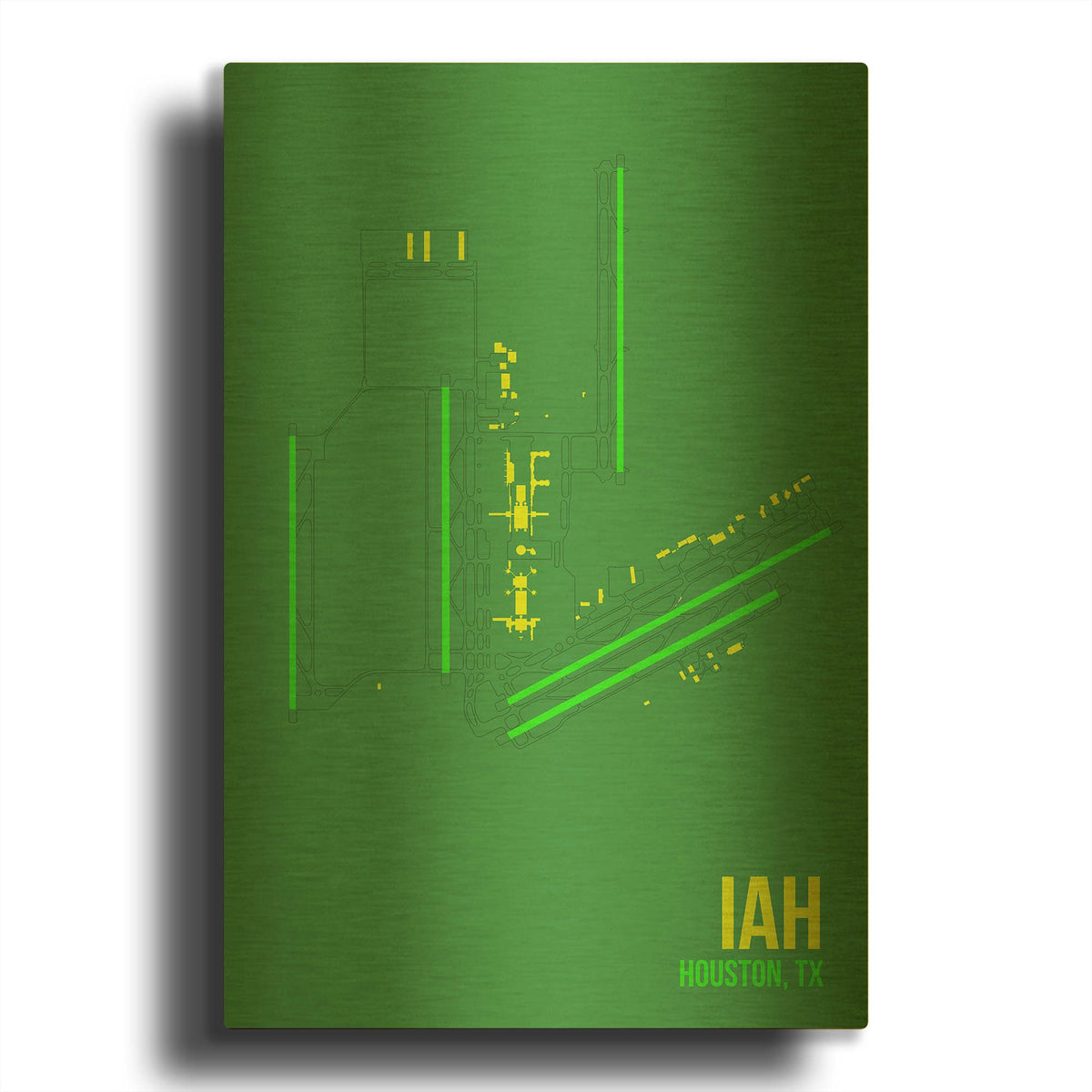 'IAH Airport Layout' By O8 Left Gold Metal Wall Art