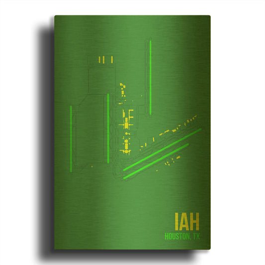 'IAH Airport Layout' By O8 Left Gold Metal Wall Art