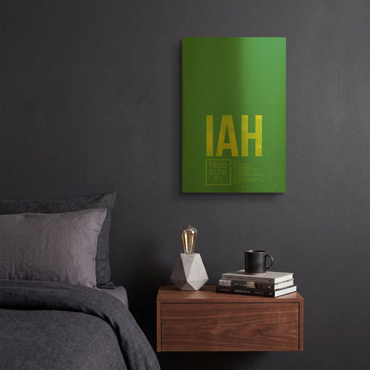 'IAH ATC' By O8 Left Gold Metal Wall Art