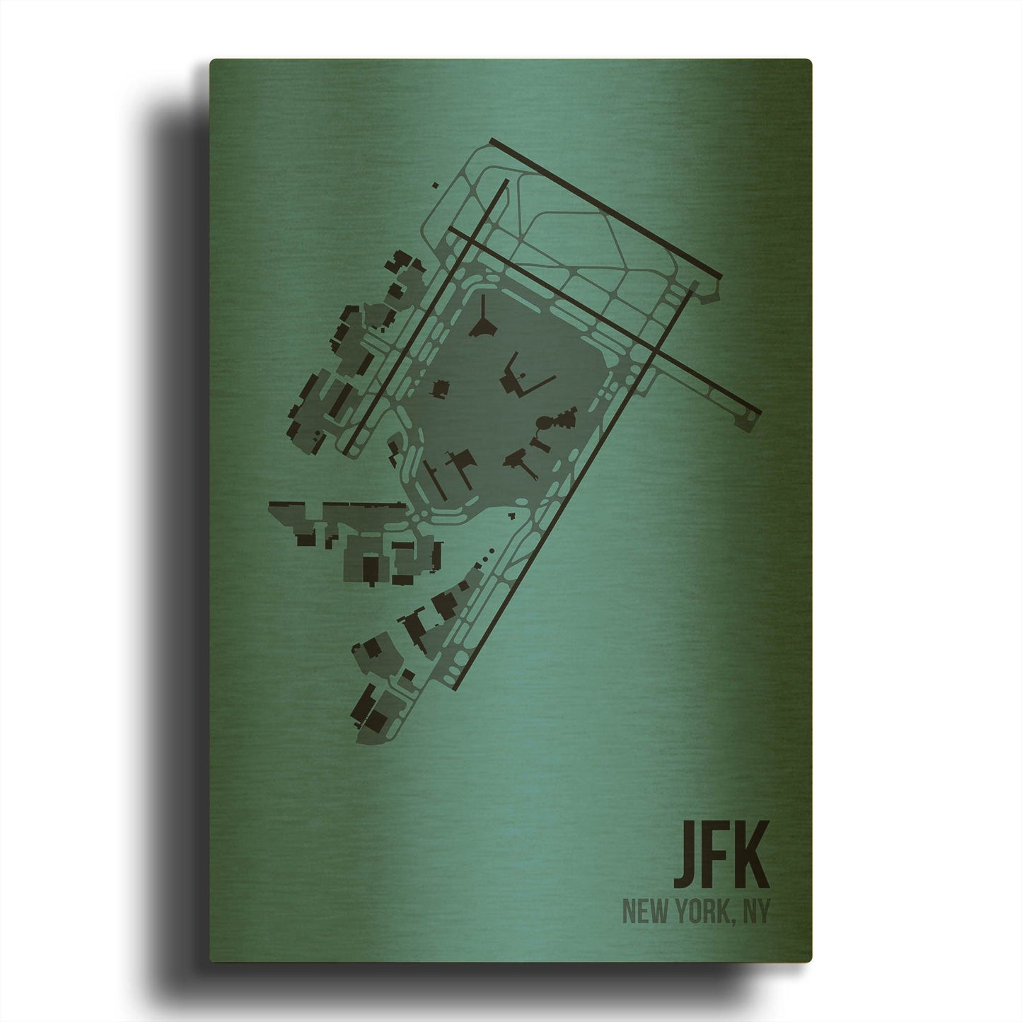 'JFK Airport Layout' By O8 Left Gold Metal Wall Art