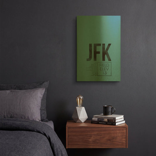 'JFK ATC' By O8 Left Gold Metal Wall Art
