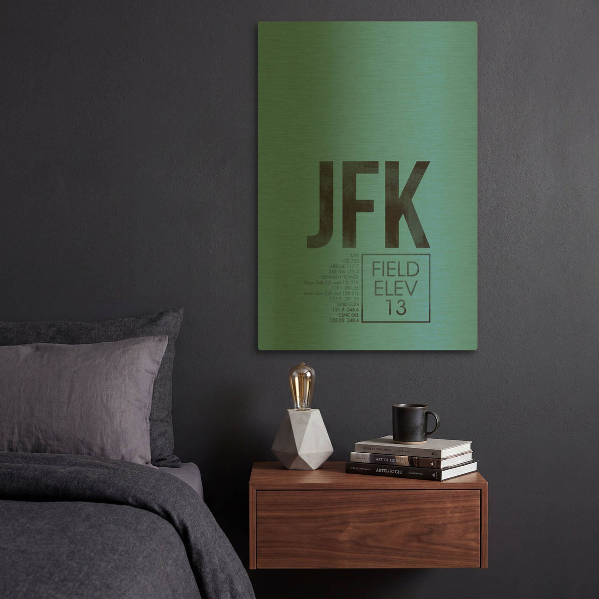 'JFK ATC' By O8 Left Gold Metal Wall Art