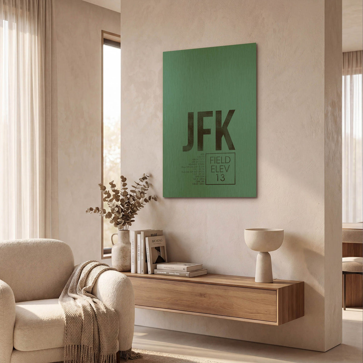 'JFK ATC' By O8 Left Gold Metal Wall Art