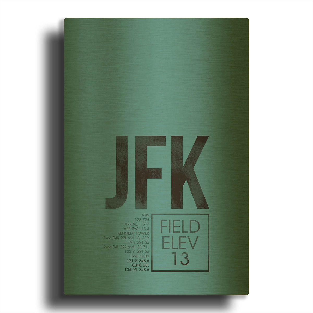 'JFK ATC' By O8 Left Gold Metal Wall Art