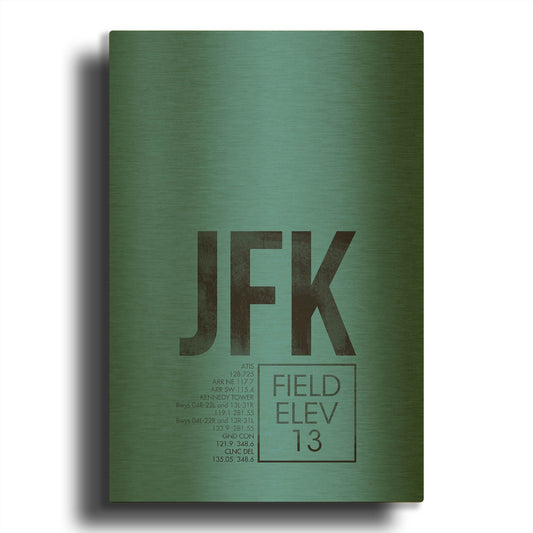 'JFK ATC' By O8 Left Gold Metal Wall Art