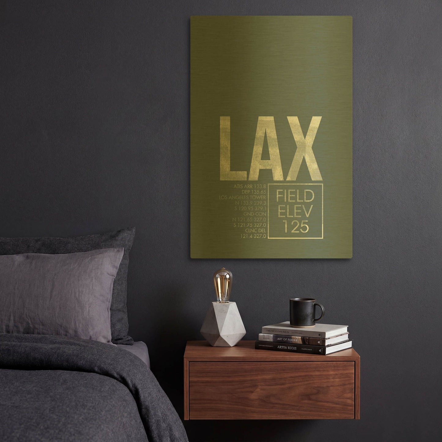 'LAX ATC' By O8 Left Gold Metal Wall Art
