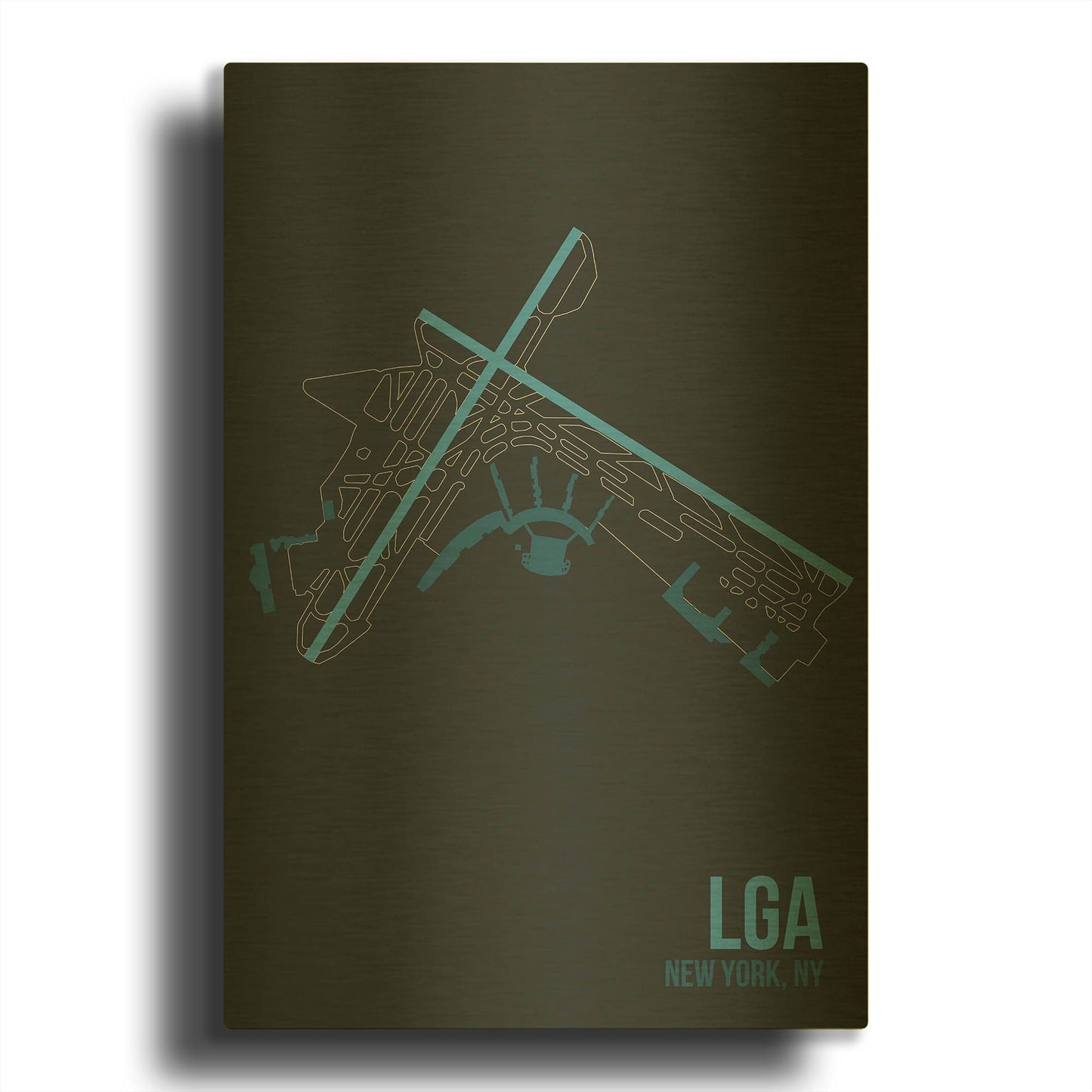 'LGA Airport Layout' By O8 Left Gold Metal Wall Art