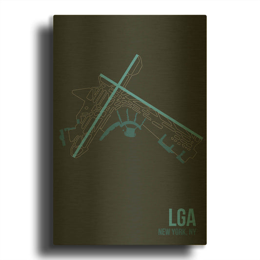 'LGA Airport Layout' By O8 Left Gold Metal Wall Art