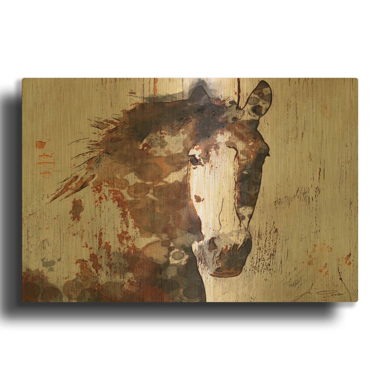 'Brown 2 Gorgeous Horse' By Irena Orlov Gold Metal Wall Art