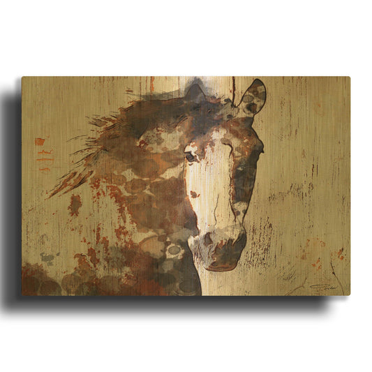 'Brown 2 Gorgeous Horse' By Irena Orlov Gold Metal Wall Art