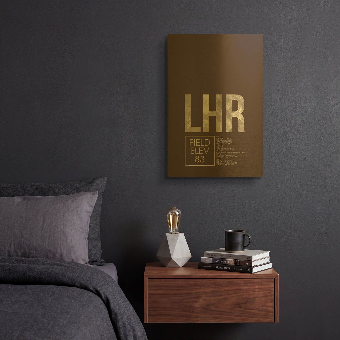 'LHR ATC' By O8 Left Gold Metal Wall Art
