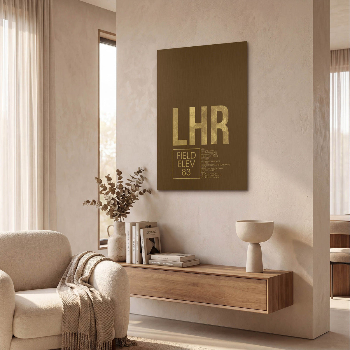 'LHR ATC' By O8 Left Gold Metal Wall Art